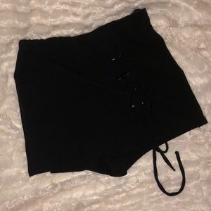Black lace up skirt with shorts